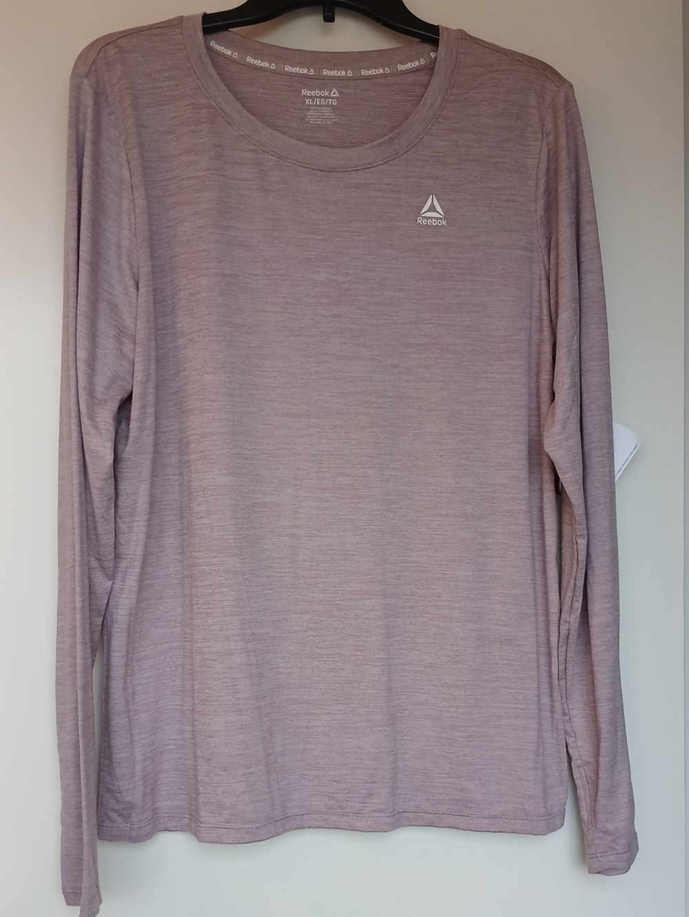REEBOK Performance Slim Long Sleeve Tee Purple Heather Crew Neck Size XL NWT